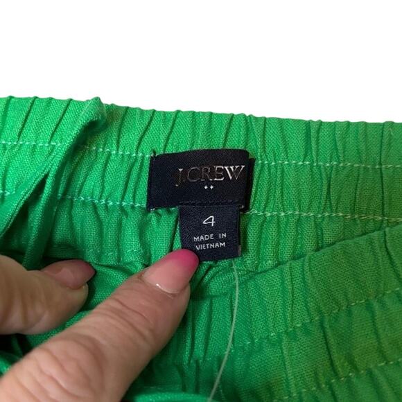 J.Crew Factory Green Linen Cotton Drawstring Pants Size 4 NWT - Picture 4 of 6